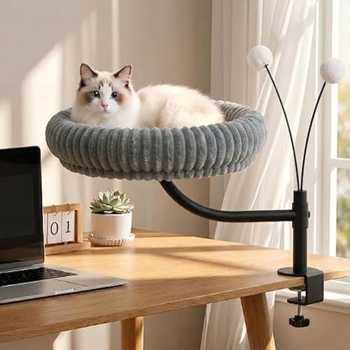 Petpals Desk Mount Cat Bed, 3 Angle Rotation & Adjustable Cats Perch