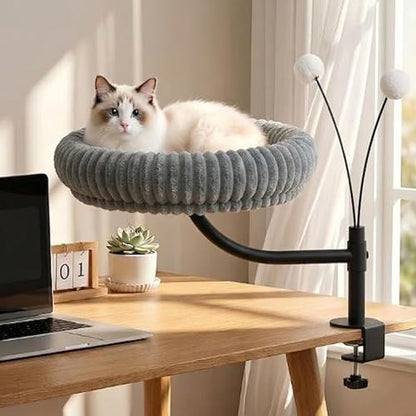 Petpals Desk Mount Cat Bed, 3 Angle Rotation & Adjustable Cats Perch