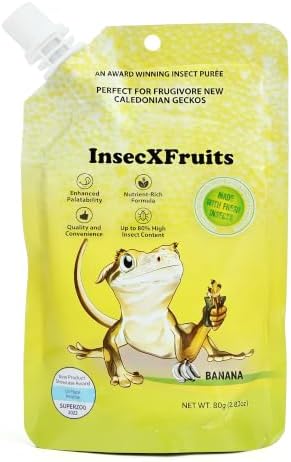 Crested Gecko Food, Banana InsecXFruits, Complete Reptile Diet Made with Fresh Insects 2.82oz