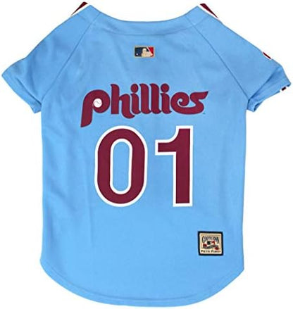 MLB Philadelphia Phillies Vintage Throwback Jersey for Dogs & Cats in Team Color. Comfortable Polycotton Material, Extra Large