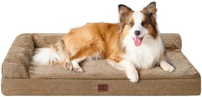 EHEYCIGA XL Dog Bed Memory Foam for Crate, Extra Large Dog Bed Orthopedic with Washable Removable Cover, Waterproof Pet Sofa Couch XLarge Size Dogs, 41x27x6.5, Camel