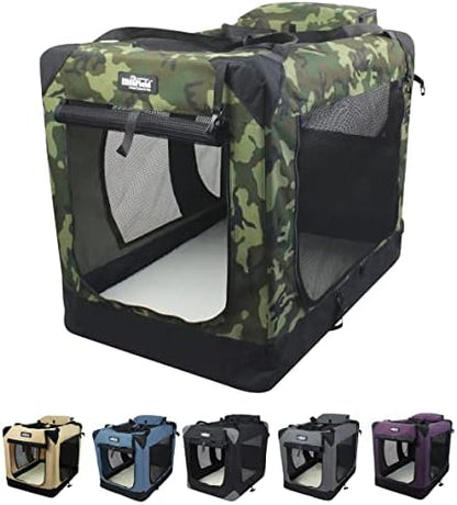 EliteField 3-Door Soft Dog Crate with Bed & Carrying Bag (2-Year Warranty)