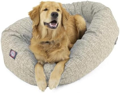 Majestic Pet Bagel Calming Dog Bed, 40 Inch Large, Round, Washable, Tan