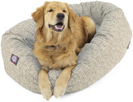 Majestic Pet Bagel Calming Dog Bed, 40 Inch Large, Round, Washable, Tan