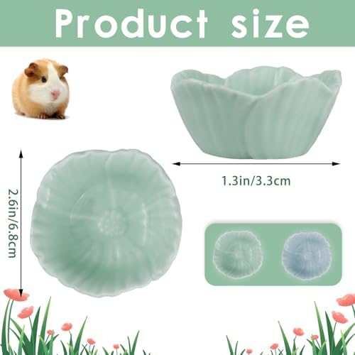 Small Ceramic Pet Hamster Bowl, Easy to Clean Anti Flipping Hamsters Food and Water Bowl, Small Animal Bowls for Dwarf Hamster, Parrots (Blue, s)