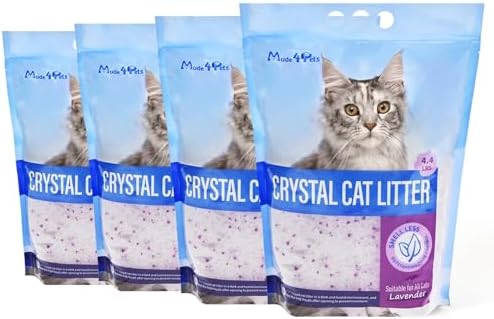Made4Pets Cat Litter Crystals,Non Clumping Litter 17.2 lbs(4 x 4.3lb Packs)