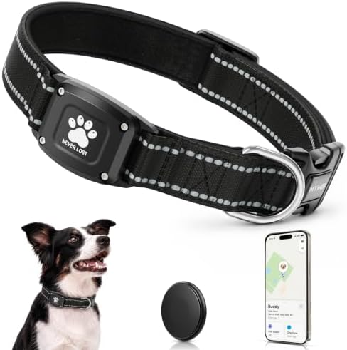GPS Dog Collar with Tracker, Waterproof, No Monthly Fee, Black, XS
