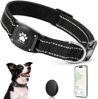 GPS Dog Collar with Tracker, Waterproof, No Monthly Fee, Black, M