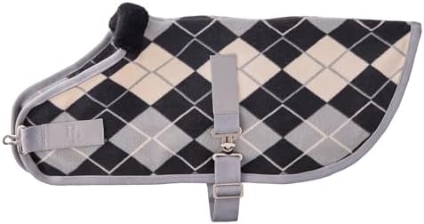 Pet Passion Preston II - The Polar Fleece Coat, Recycled Polar Fleece Warm Dog Jacket for Cold Weather for Small, Medium, Large Dogs, Gray Argyle, Medium (20-45 lbs)