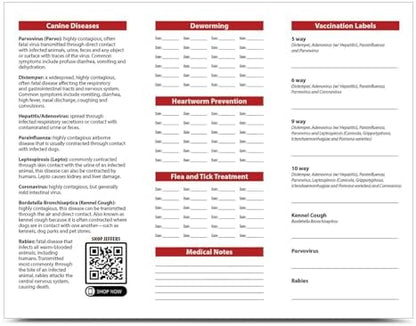 Jeffers Canine Health Records, Single Pack - Health Tracker & Monitor Logbook for Vaccinations, Treatment and Wellness, Includes Owner Info, Veterinary Record Keeper, Dog Care Organizer