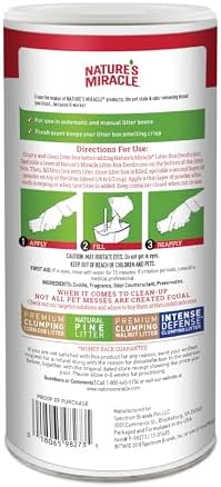 Nature's Miracle Litter Box Deodorizer Powder, Cat Odor Control | Unscented | 20 Ounces | Pack of 6