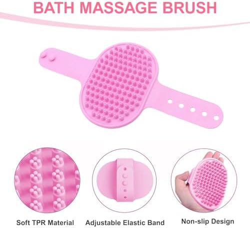 2 PCS Pink Pet Washing Gloves with Dog Bath Scrubber