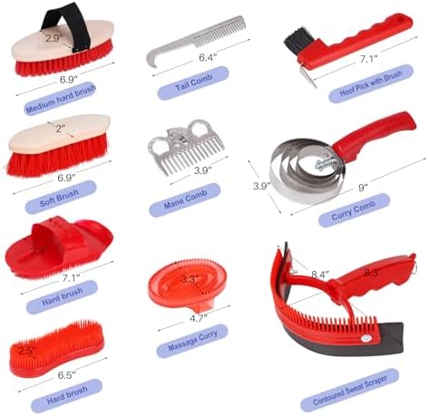 Horse Grooming Kit, 10pcs Horse Brushes & Cleaning Tool Set
