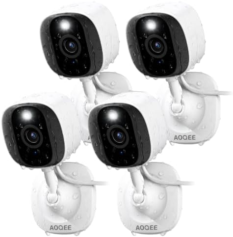AOQEE 2K Indoor/Outdoor Camera, IP65 Water Resistant & White Light, C1 4Pcs