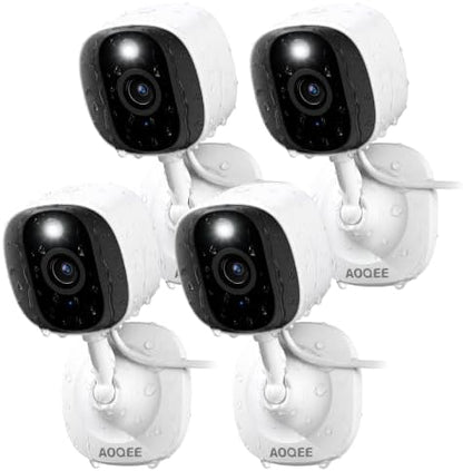 AOQEE 2K Indoor/Outdoor Camera, IP65 Water Resistant & White Light, C1 4Pcs
