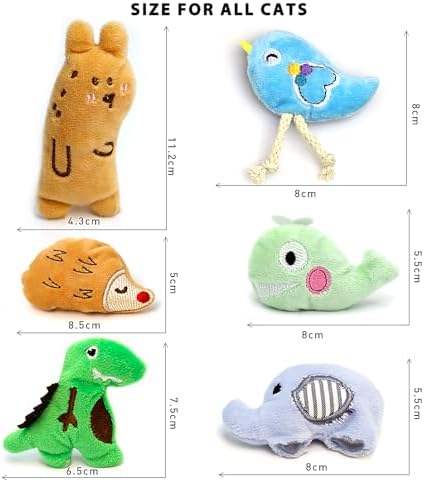 Cat Toys, Interactive Cats Toy for Indoor Cats, Soft and Durable Crinkle Sound Catnip Toys, Catnip Filled Mouse Cat Teething Chew Toy (Pack of 6)