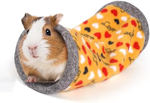 NAPLORD Small Pet Fleece Set,Guinea Pig Snuggle Sack, Tunnel,Fleece Forest Hideout,Square and Round Potty Pads for Guinea Pigs and More