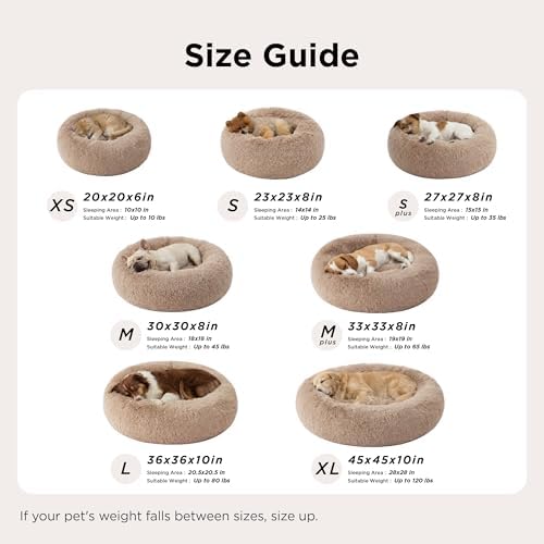 Bedsure Calming Small Medium Dog Bed Donut Washable Puppy Bed,27ins Black