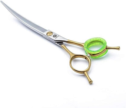 7 inch Barber Scissors Shear Curved - Hair Cutting Scissors Two-way Bent Blade Scissor Japanese 440C Steel - Hair Stylists Shears with Twin Tail