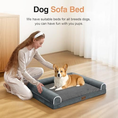 NANUYA Orthopedic Dog Bed for Medium Dogs, 28 x 19 Inch, Dark Grey