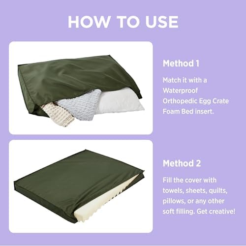 LE SURE Waterproof Dog Bed Cover Replacement, Large 36x27x3in, Green