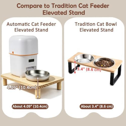SZEE Cat Food Stand, Elevated Cat Feeder Stand for Automatic Feeder & Bowls