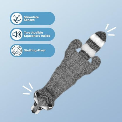 Best Pet Supplies 2-in-1 Stuffless Squeaky Dog Toy - Raccoon, Large