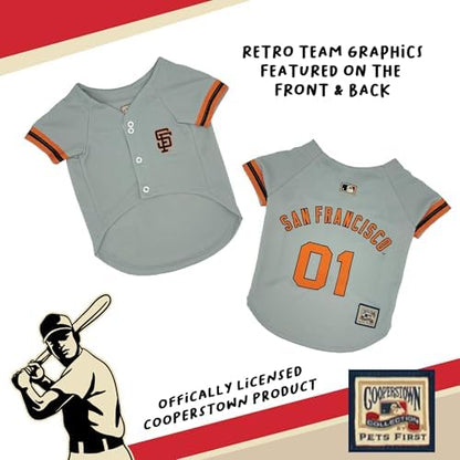 MLB SAN Francisco Giants Vintage Throwback Jersey for Dogs & Cats in Team Color. Comfortable Polycotton Material, Extra Small