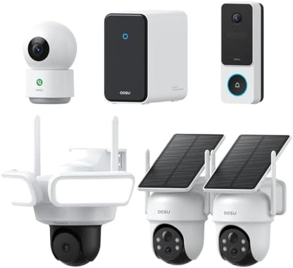 aosu G12 Security Camera System, 5MP Solar Cameras, Floodlight, Doorbell