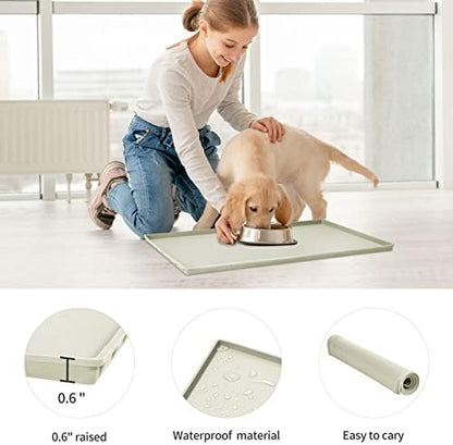 Silicone Dog Food Mat Waterproof Pet Feeding Tray for Small Medium Dogs
