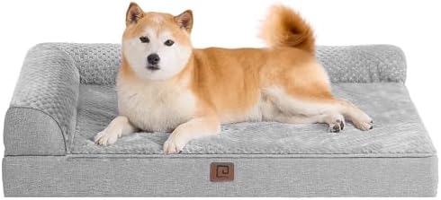 EHEYCIGA Memory Foam Dog Bed for Crate, Large Orthopedic Dog Bed, Grey