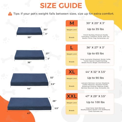 Outdoor Dog Bed Extra Large Sized Dog, Waterproof, 44x32x3.5 Inch