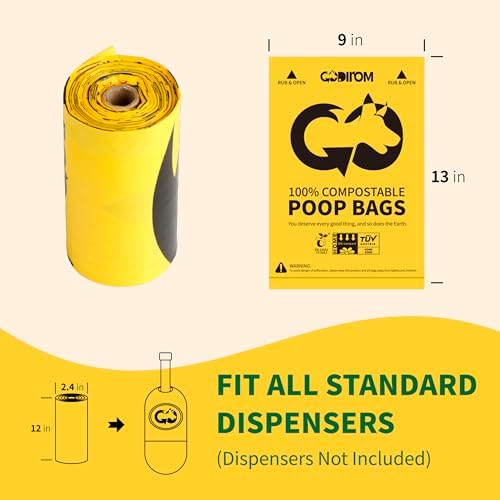 Certified Home Compostable Dog Poop Bags, 270 Extra Thick Bags (18 Rolls)