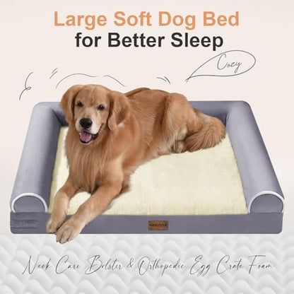 NANUYA Orthopedic Dog Bed for Large Dogs, 36 x 27 Inch, Purple