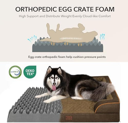Waterproof Orthopedic Dog Bed for Extra Large Dogs, 48x30in, Brown