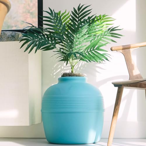 Good Pet Stuff Original Hidden Litter Box Planter, Decorative Cat Litter Enclosure with Carbon Filter, Artificial Palm Plant, Upgraded Design, Easy to Clean, Base Kit, Caribbean Blue