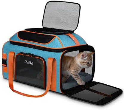 Petskd Top-Expandable Pet Carrier 19"x13"x9" Airline Approved, Blue