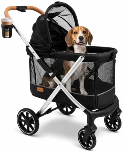 Dog Stroller for Medium and Small Dogs, Lightweight Aluminum, Up to 66 lbs