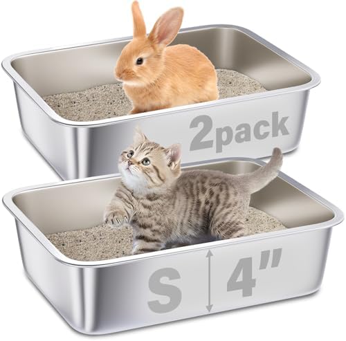 Stainless Steel Litter Box for Kitten,Cat Litter Box Small Cats