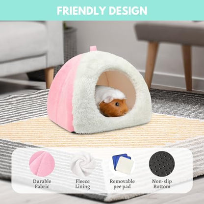 Guinea Pig Hideout Bed with 2 Absorbent Leak-Proof Bottom Pee Pad