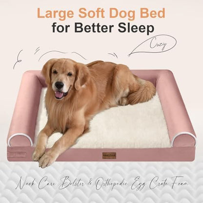 NANUYA Orthopedic Dog Bed for Jumbo Dogs, 48 x 33 Inch, Pink