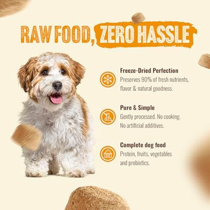 Natural Farm Freeze-Dried Chicken Morsels for Dogs – 96% Raw Chicken & Organs, Complete Meal or Food Topper, Grain-Free, Gluten-Free, Probiotics for Digestion, All Life Stages – 18oz Bag