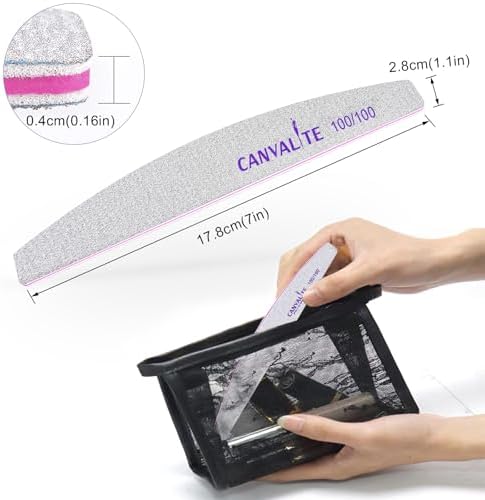 Canvalite 10pcs 100 Grit Nail Files for Acrylic Nails Emery Board Nail Styling Tools for Home and Salon Use