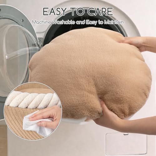 Hollypet Round Cat Bed Small Dog Beds with Detachable Cushion, Oatmeal