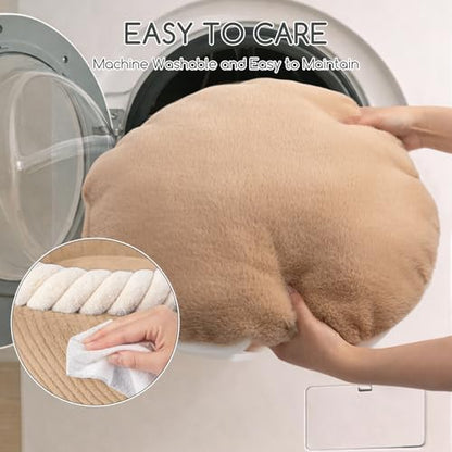 Hollypet Round Cat Bed Small Dog Beds with Detachable Cushion, Oatmeal
