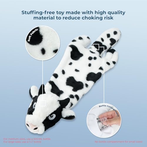 Best Pet Supplies 2-in-1 Stuffless Squeaky Dog Toy - Cow, Medium