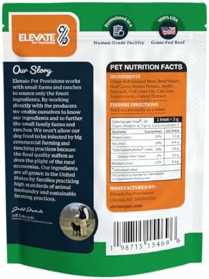 Elevate Pet Provisions Human Grade Air Dried Beef Jerky Dog Treats, 8 oz