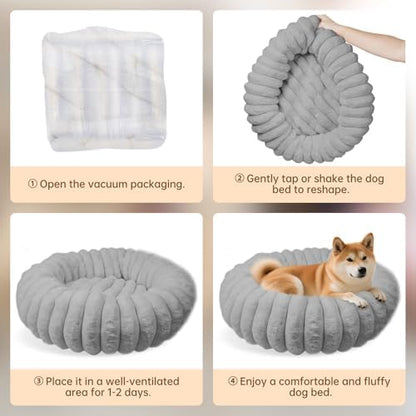 Donut Dog Beds Medium Large Size Dog Washable Pet Bed,31in Grey