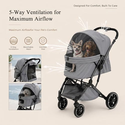 MUTTROS Pet Stroller for Dogs & Cats, 66lbs, Black