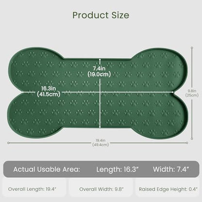 PWTAA Dog Food Mat Anti-Slip Silicone Dog Bowl Mat Thicker Pet Placemat Waterproof Cat Feeder Pad with Raised Edge Puppy Kitten Feeding Mats Suitable Small Medium-Sized Dogs Cats Eating Tray